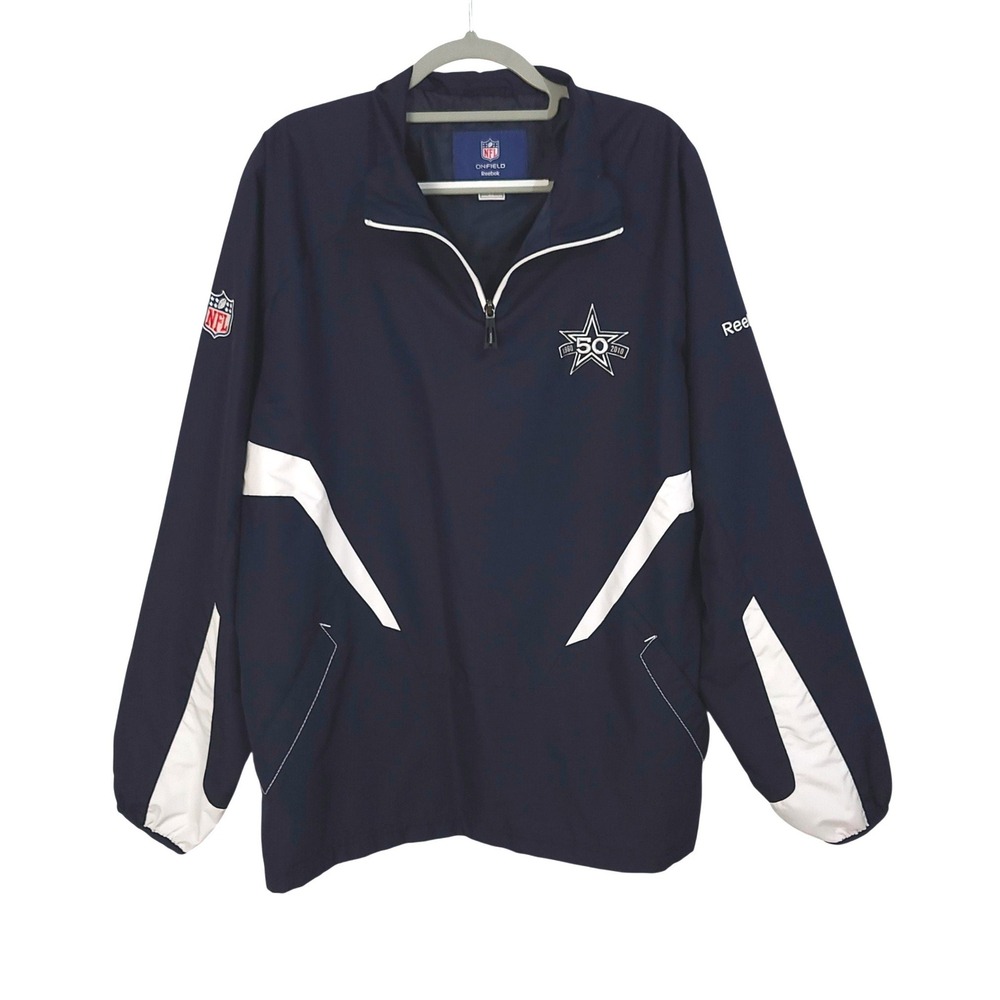 Reebok NFL OnField Dallas Cowboys 50th Anniversary Windbreaker XL Jacket 1/4 Zip